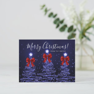 Elegante Ferien-Weihnachtsbäume mit roten Schleife Postkarte
