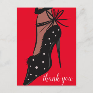 Elegante Ferse Schönheit Fashionista Bloggerin Rot Postkarte