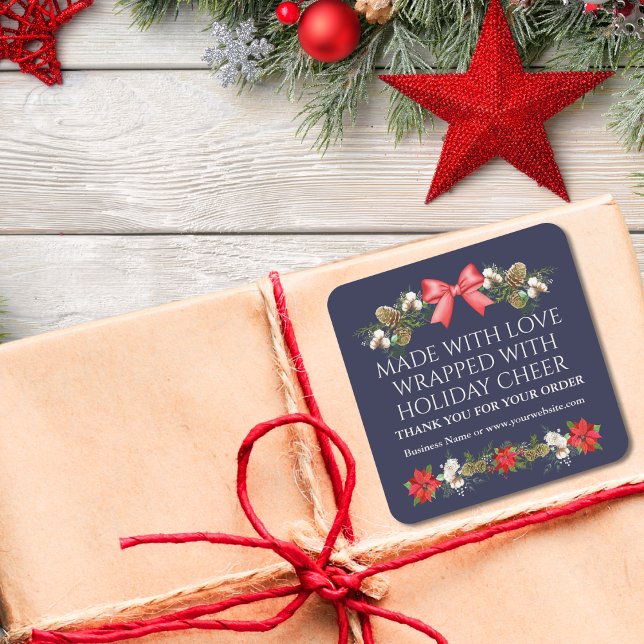 Elegante Festivals Blumengrün Danke für Ihre Beste Quadratischer Aufkleber (Von Creator hochgeladen)