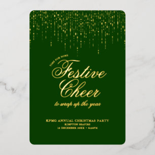 Elegante Festive Cheer Green Holiday Party Folieneinladung