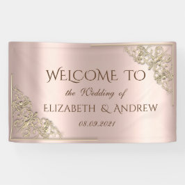 Elegante Festive Gold Frame Rose Gold Banner