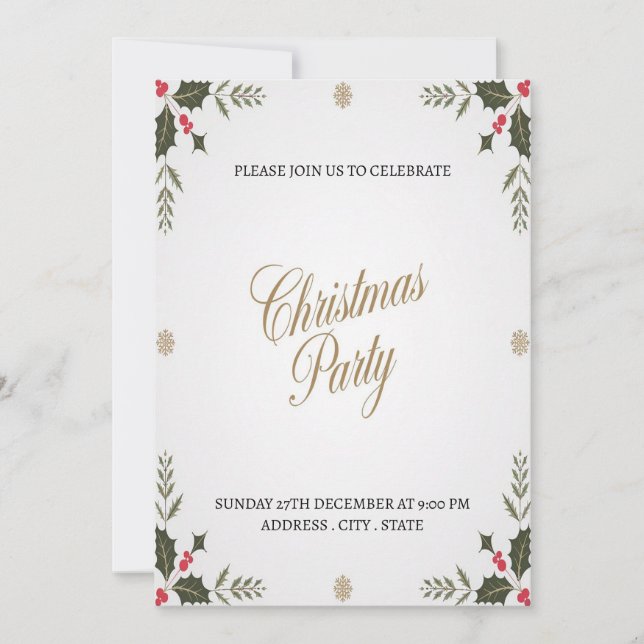 Elegante Festive Happy Weihnachten Party Einladung (Vorderseite)