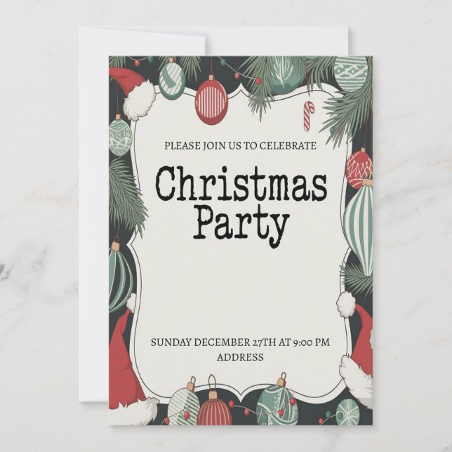 Elegante Festive Happy Weihnachten Party Einladung (Vorderseite)