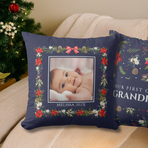 Elegante festliche Blumen Erstes Weihnachtsfest Kissen