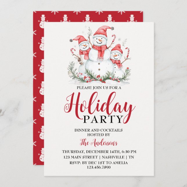 Elegante Festliche Feiertage Einladung (Vorne/Hinten)