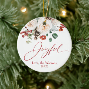 Elegante Festliche Florale Fröhliche Familien Weih Keramik Ornament