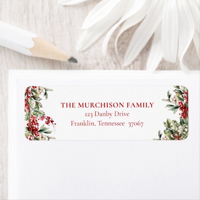 Elegante Festliche Grüne Rücksendeadresse (Insitu)