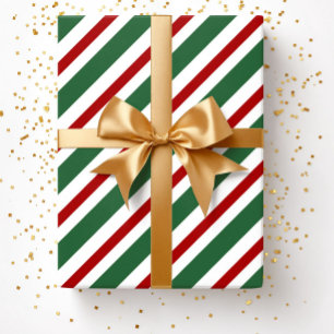 Elegante festliche grüne Streifen Weihnachten Geschenkpapier