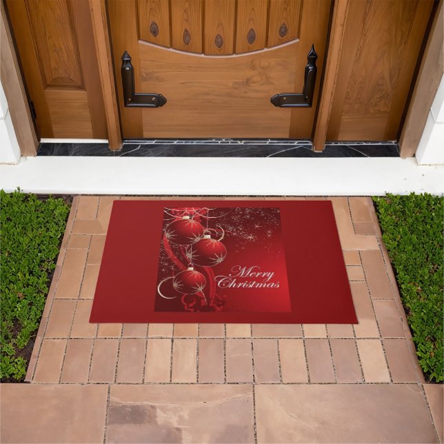 Elegante festliche rote und goldene Weihnachten fr Fußmatte (Außenbereich)