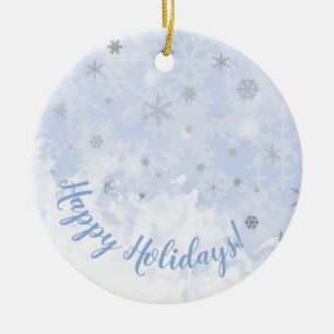 Elegante festliche Snowflakes Imitate Metal Baby B Keramik Ornament