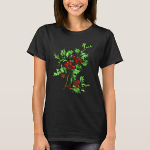 Elegante Festliche Vintage Weihnachts Stechpalmen  T-Shirt