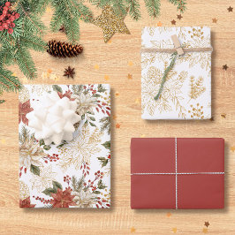 Elegante Festtage Flora Poinsettia Geschenkpapier Set