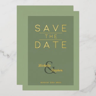 elegante, fett grün Folie Save the Date Karte