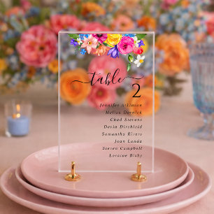 Elegante Fette Farbige Florale Hochzeits-Sitzordnu Acrylschild