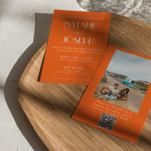 Elegante, fette, orange, stilvolle Foto-QR-Code-Ho Einladung