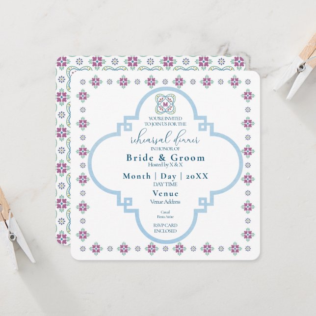 Elegante Fiesta Probe Abendessen Einladung (Vorderseite/Rückseite Beispiel)