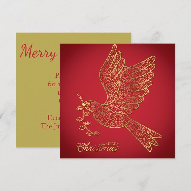 Elegante Filigree-Taube Einladung (Vorne/Hinten)