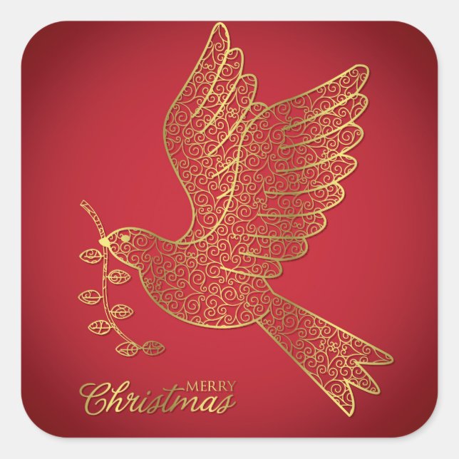 Elegante Filigree-Taube Quadratischer Aufkleber (Vorderseite)