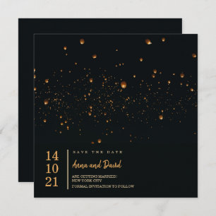 Elegante Fire Sky Lantern Save the Date Einladung