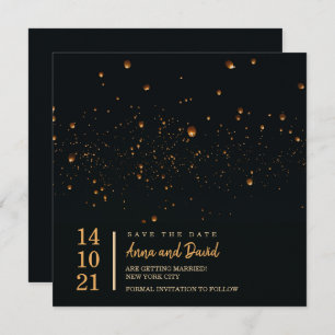 Elegante Fire Sky Lantern Save the Date Einladung