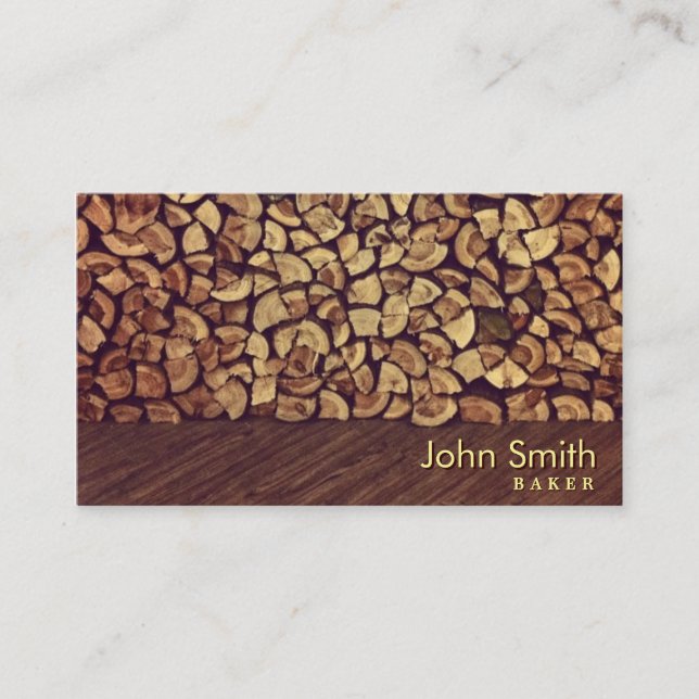 Elegante Firewood Baker Business Card Visitenkarte (Vorderseite)
