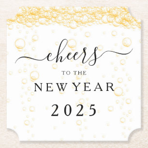 Elegante Fizz-Blasen Prosit Silvester Untersetzer