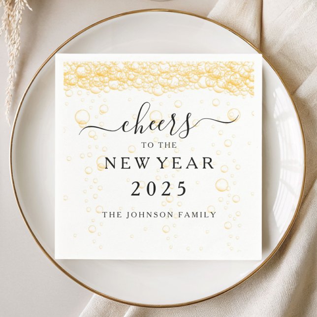 Elegante Fizz-Blasen zum Silvester Serviette (Elegant Fizz Bubbles New Year's Eve Napkins)