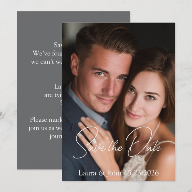 Elegante flache Save-the-Date-Hochzeitseinladung Save The Date (Vorne/Hinten)