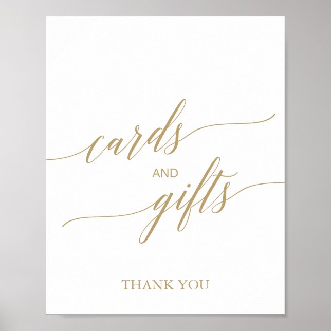 Elegante FlachGold Calligraphy Cards und Geschenke Poster (Vorne)