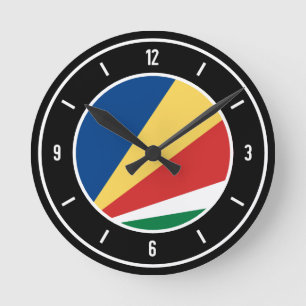 Elegante Flaggen der Seychellen Runde Wanduhr