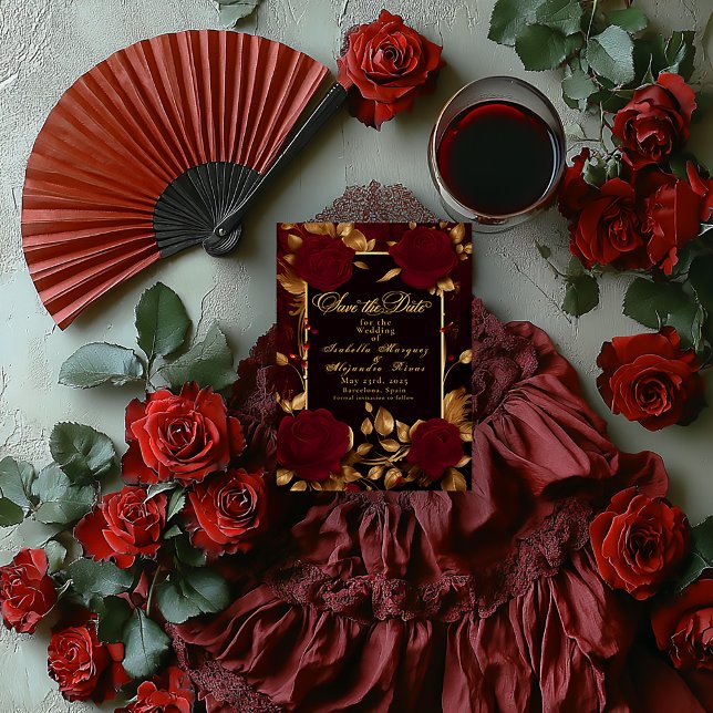 Elegante Flamenco-Script-Rote Rose Save The Date (https://www.zazzle.com/elegant_flamenco_script_red_rose_save_the_date-256177387959209853)