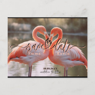 Elegante Flamingo Liebe Terminvorlage zur Hochzeit Postkarte