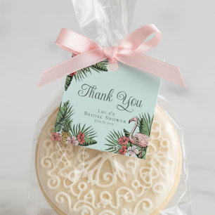 Elegante Flamingo- und Hibiskus-Dusch-Dankeschön-E Geschenkanhänger