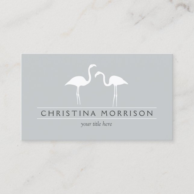 Elegante Flamingos auf Slate Blue Business Card Visitenkarte (Vorderseite)