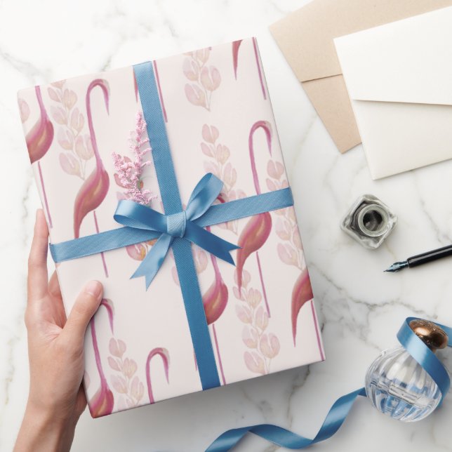 Elegante Flamingos, Gold und Rosa Geschenkpapier (Schenken)