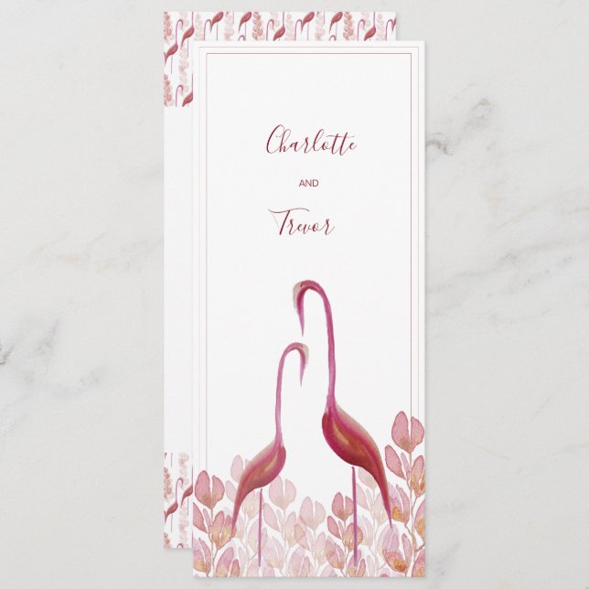 Elegante Flamingos, Gold und Rosa Karte (Vorne/Hinten)