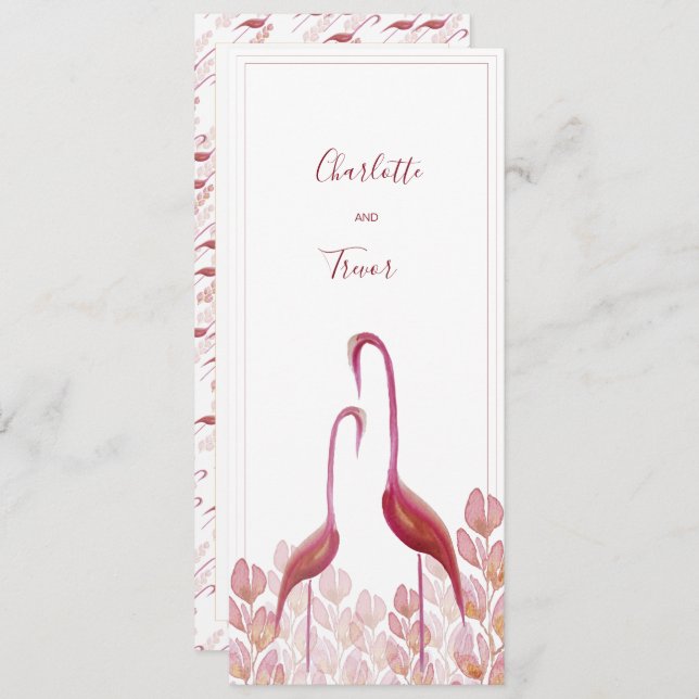 Elegante Flamingos, Gold und Rosa Karte (Vorne/Hinten)