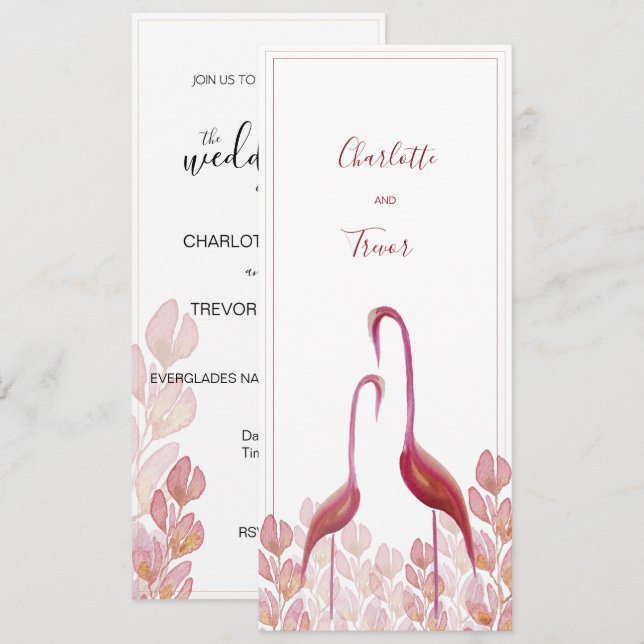 Elegante Flamingos, Gold und Rosa Karte (Vorne/Hinten)