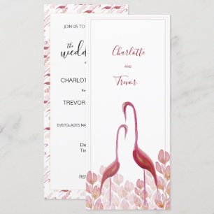 Elegante Flamingos im Wasserfarbenstil, Gold und R Karte