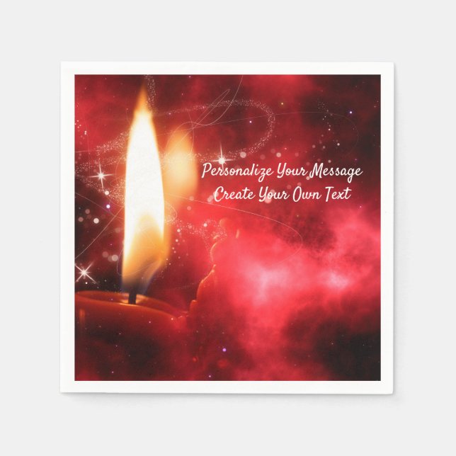 Elegante Flammenkerze auf Red Personalize Serviette (Vorderseite)