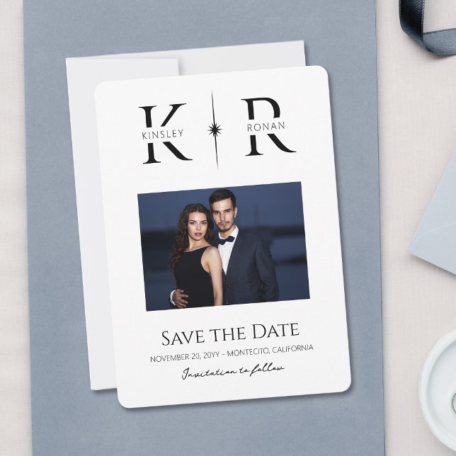 Elegante Flare-Monogramm-Hochzeit 'Save the Date' (Von Creator hochgeladen)