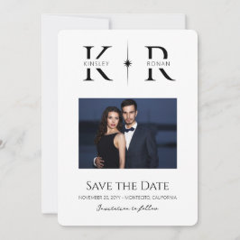 Elegante Flare-Monogramm-Hochzeit 'Save the Date'