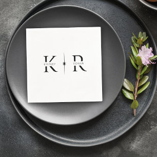 Elegante Flare-Monogramm-Hochzeit Serviette