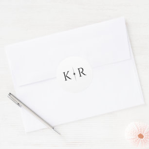 Elegante Flare-Monogramm-Hochzeitssiegel für Umsch Runder Aufkleber