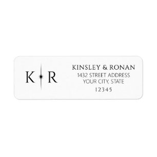 Elegante Flare-Monogramm-Rücksendeadresse für Hoch
