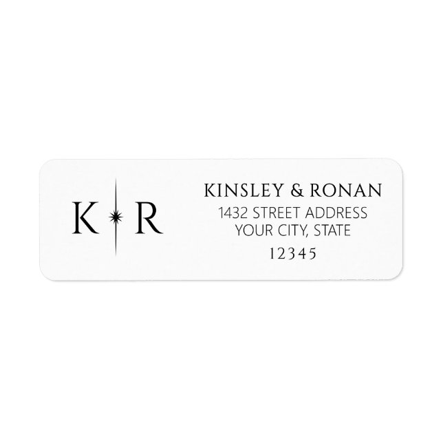 Elegante Flare-Monogramm-Rücksendeadresse für Hoch (Vorne)