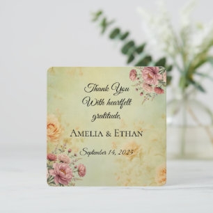 Elegante Flat Wedding Dankeschön Card Dankeskarte