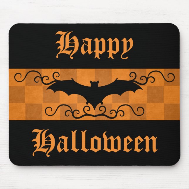 Elegante Fledermaus mit Wirbel Happy Halloween Mousepad (Vorne)