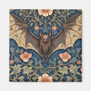 Elegante Fledermaus William Morris Inspirierte Blu Magnet