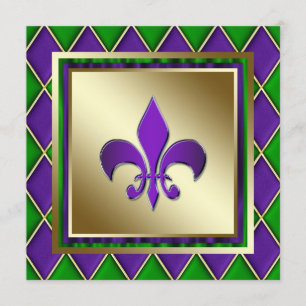 Elegante Fleur-de-Lis Mardi Gras Hochzeit Einladung
